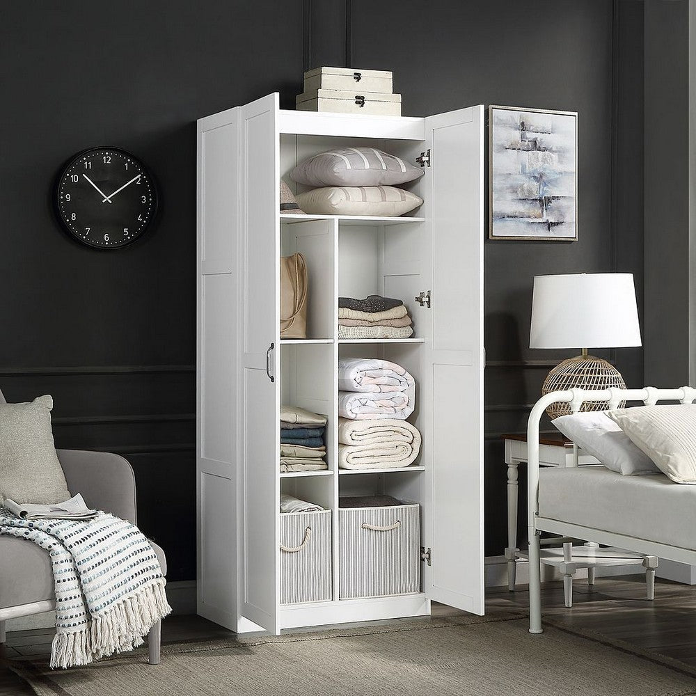 Hopkins Modern Freestanding Storage Closet with 7 Shelves in White MHC-2GLF-WH