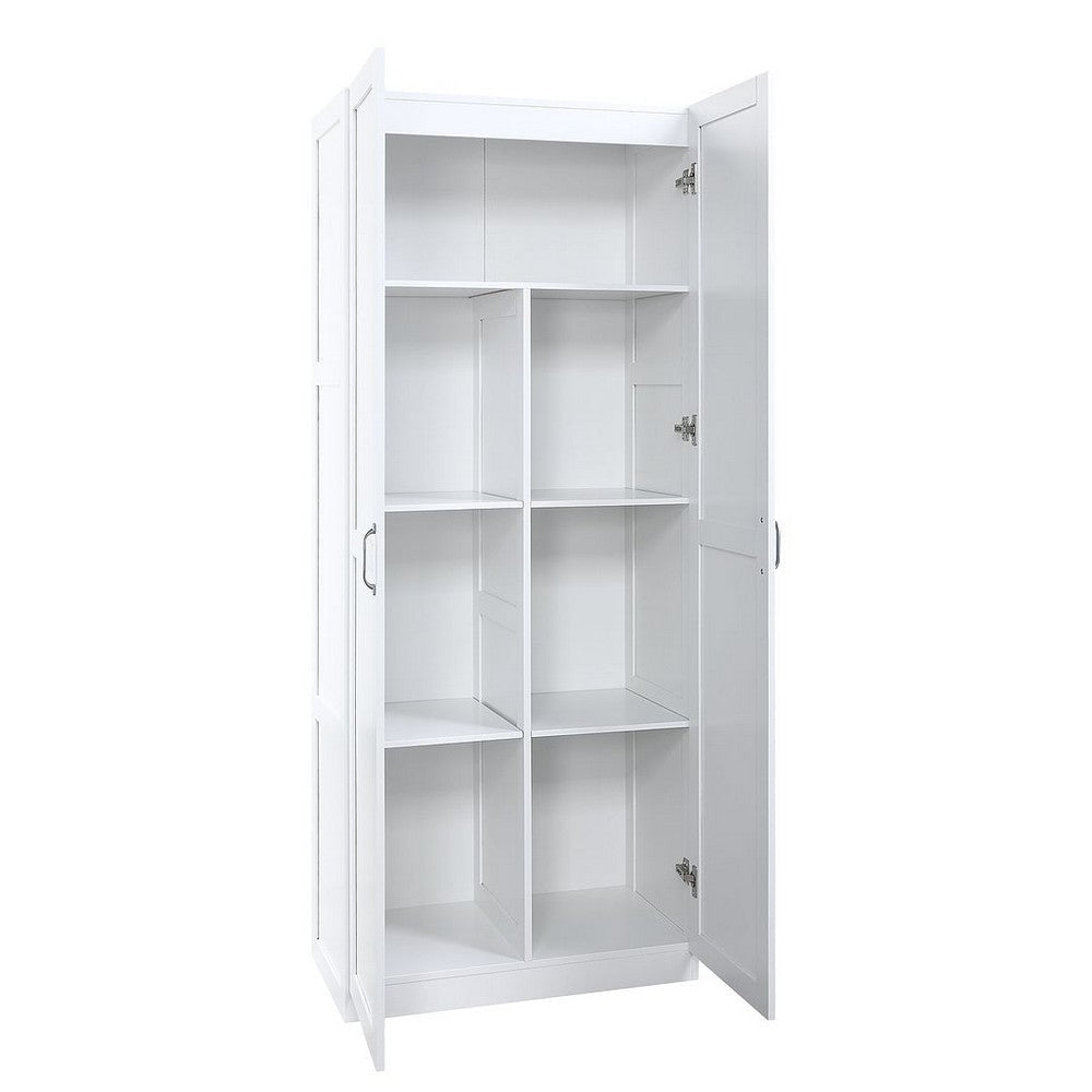 Hopkins Modern Freestanding Storage Closet with 7 Shelves in White MHC-2GLF-WH