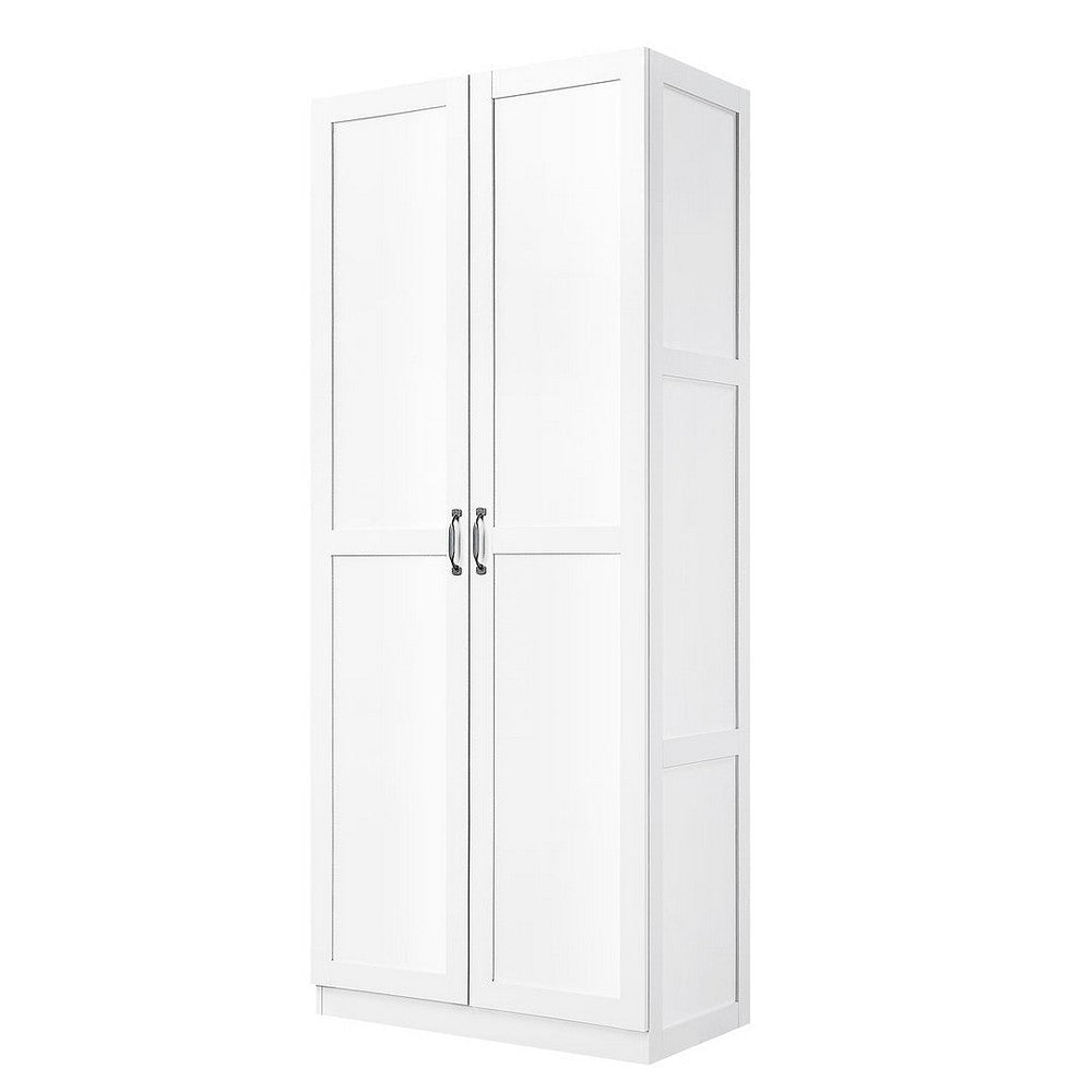 Hopkins Modern Freestanding Storage Closet with 7 Shelves in White MHC-2GLF-WH