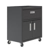 Fortress Textured Metal 31.5’’ Garage Mobile Cabinet with 1 Full Extension Drawer and 2 Adjustable Shelves in Charcoal Grey MHC-2GMCC-CH