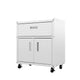 Fortress Textured Metal 31.5’’ Garage Mobile Cabinet with 1 Full Extension Drawer and 2 Adjustable Shelves in White MHC-2GMCC-WH