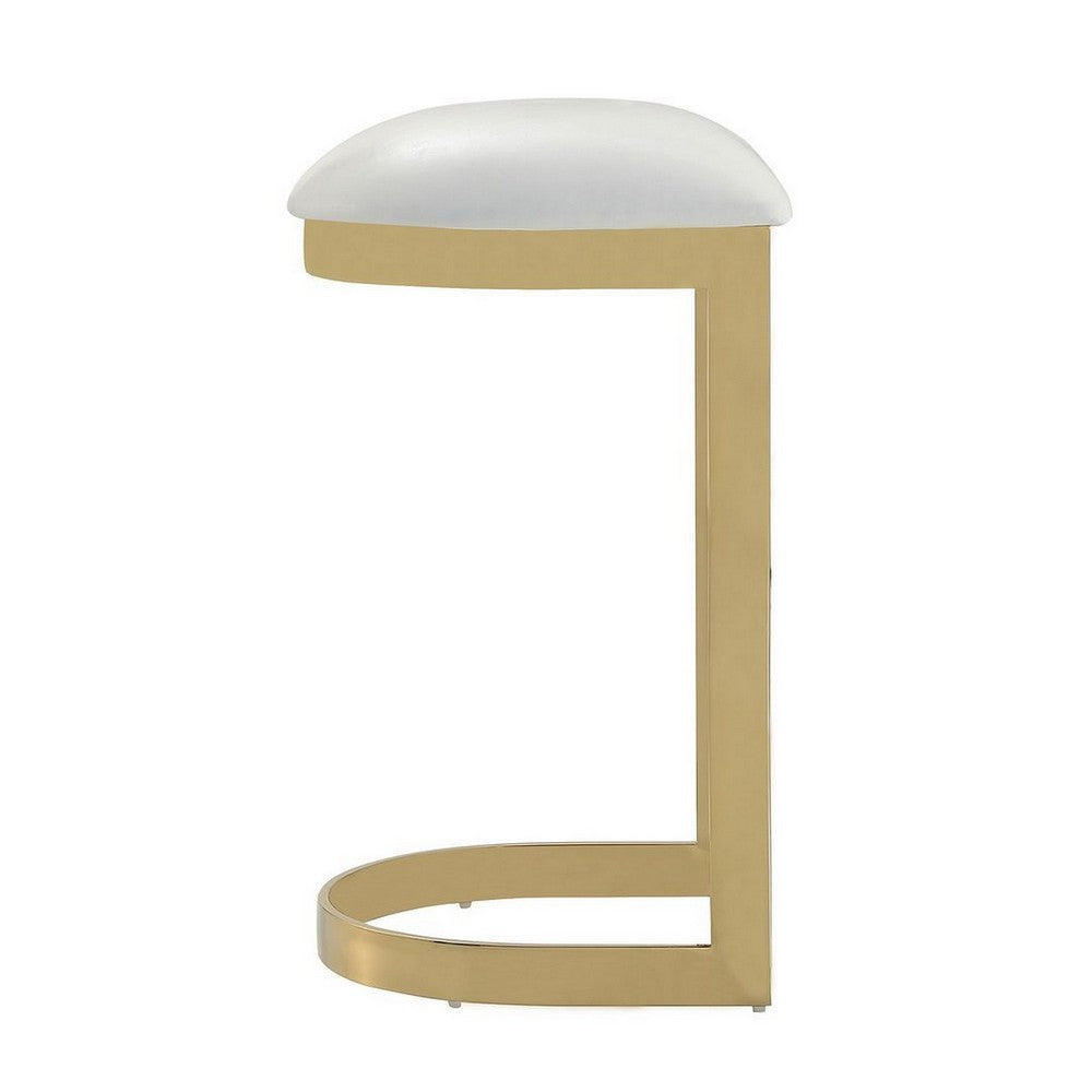 Aura 28.54 in. White and Polished Brass Stainless Steel Bar Stool (Set of 3) MHC-3-BS006-WH