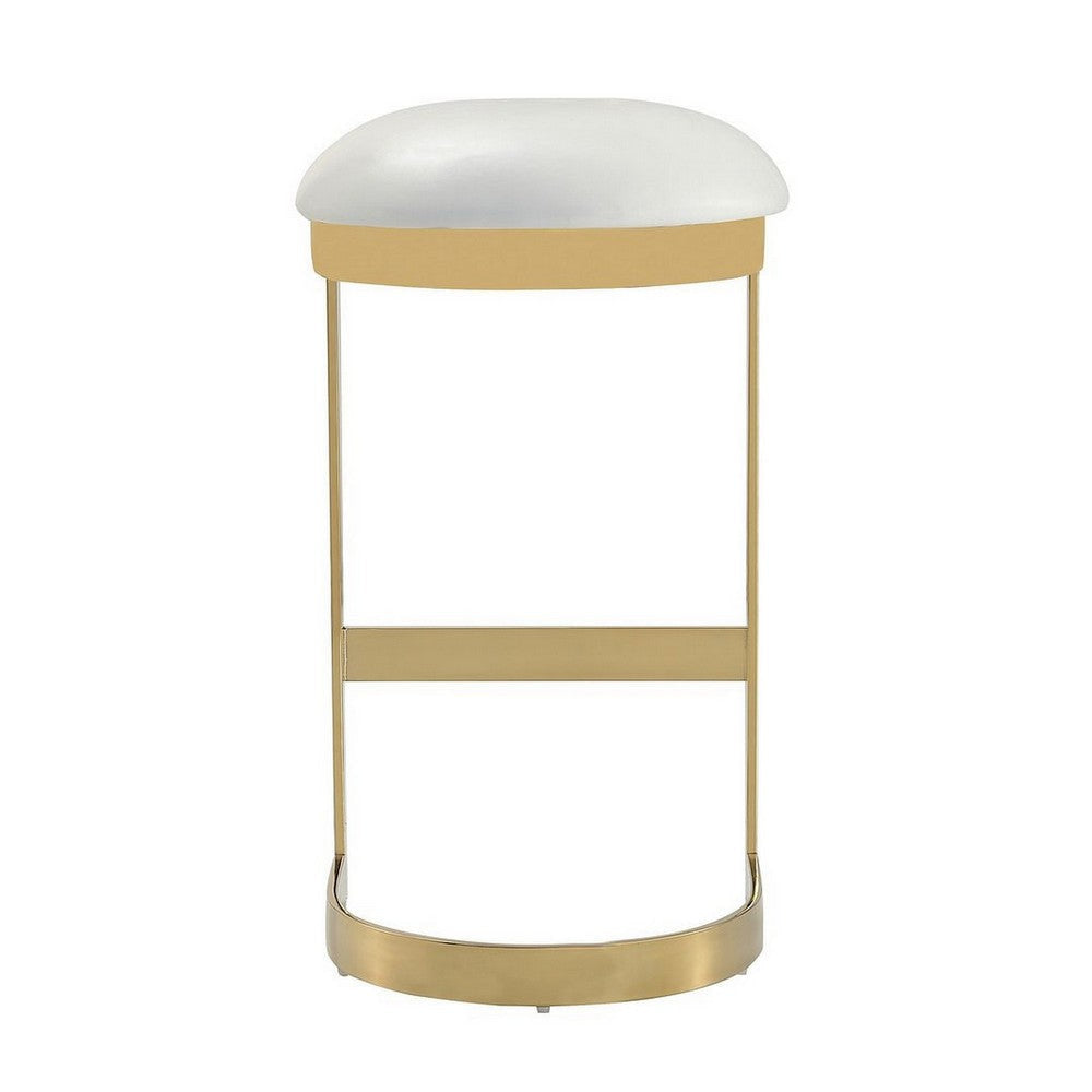 Aura 28.54 in. White and Polished Brass Stainless Steel Bar Stool (Set of 3) MHC-3-BS006-WH