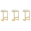 Aura 28.54 in. White and Polished Brass Stainless Steel Bar Stool (Set of 3)