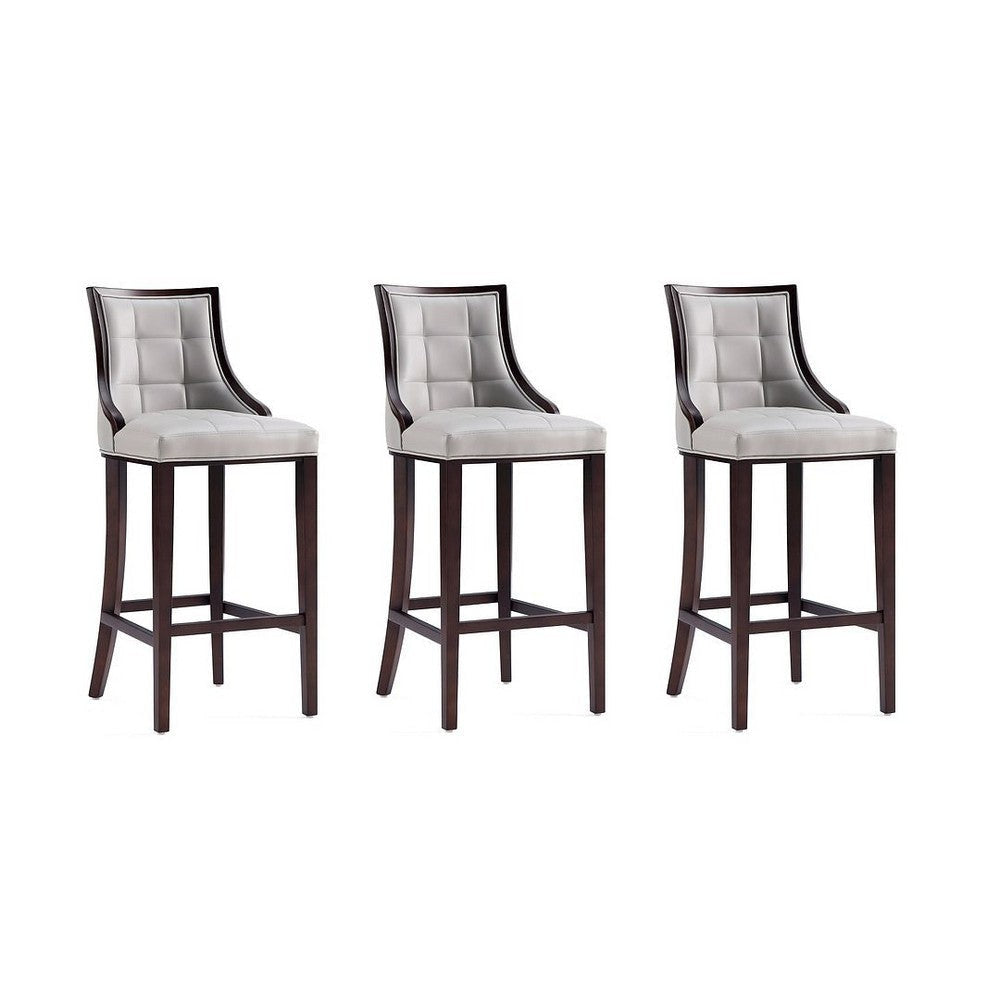 Fifth Avenue Faux Leather Barstool in Light Grey (Set of 3)