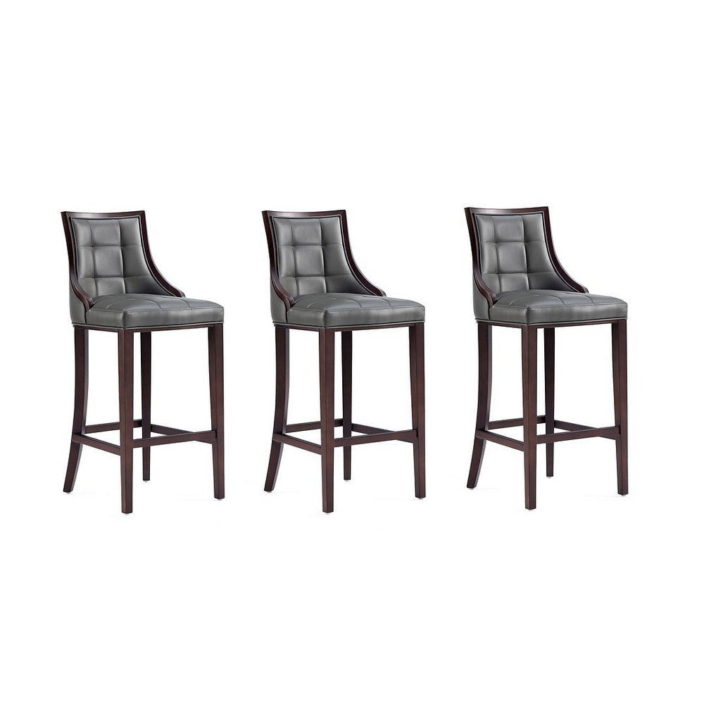 Fifth Avenue Faux Leather Barstool in Pebble Grey (Set of 3)