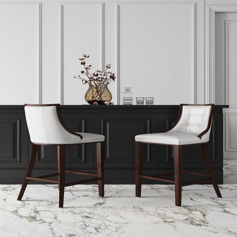 Fifth Avenue 45 in. Pearl White and Walnut Beech Wood Bar Stool (Set of 3)