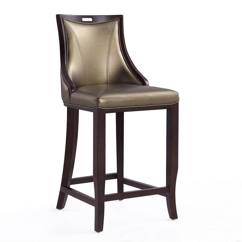Emperor 41 in. Bronze and Walnut Beech Wood Bar Stool (Set of 3) MHC-3-BS008-BZ