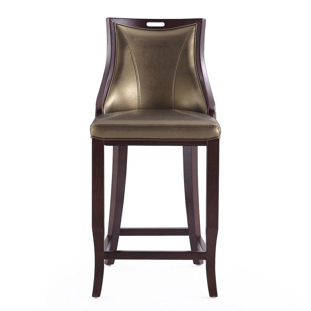 Emperor 41 in. Bronze and Walnut Beech Wood Bar Stool (Set of 3) MHC-3-BS008-BZ