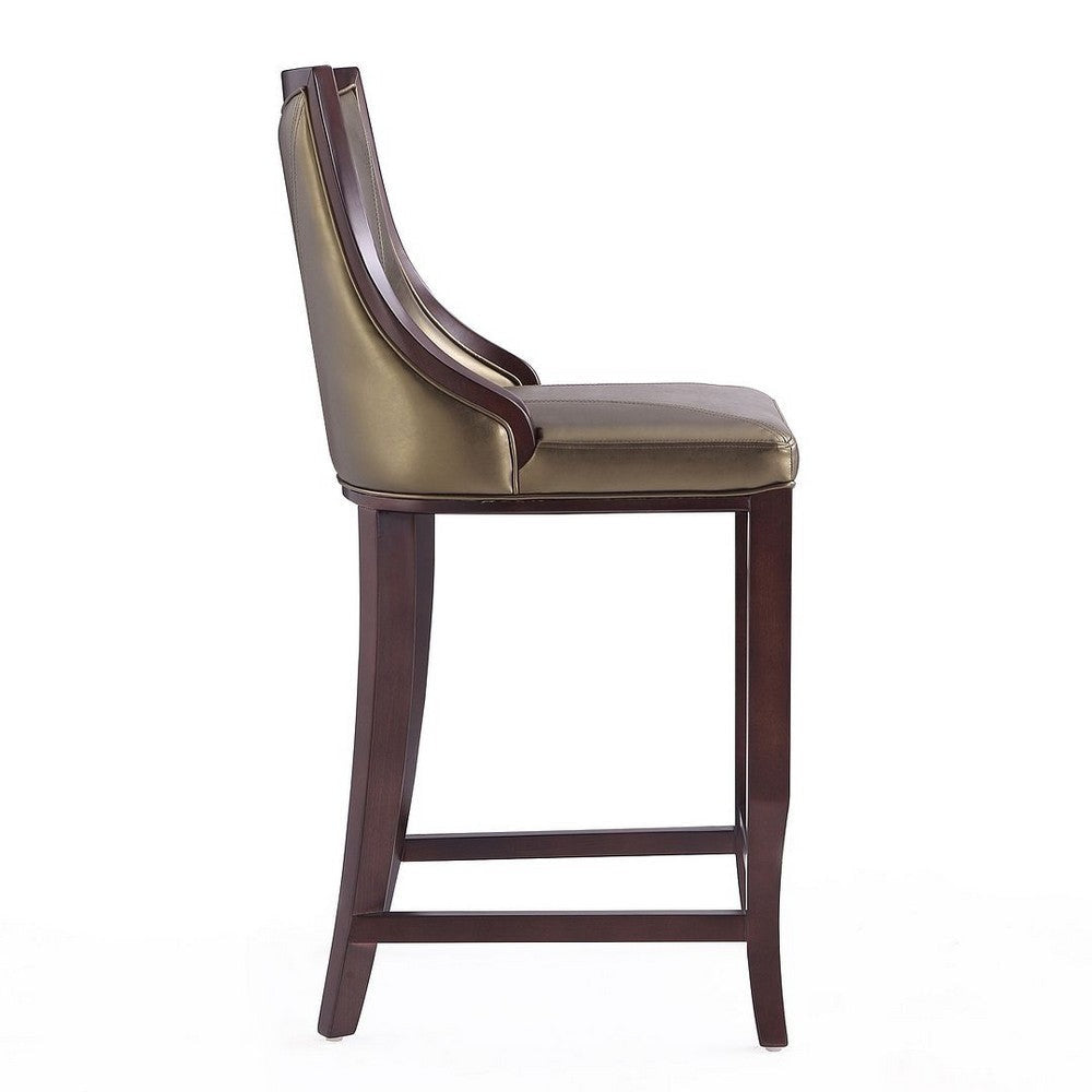Emperor 41 in. Bronze and Walnut Beech Wood Bar Stool (Set of 3) MHC-3-BS008-BZ