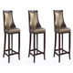 Emperor 41 in. Bronze and Walnut Beech Wood Bar Stool (Set of 3)
