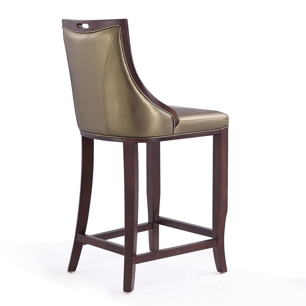 Emperor 41 in. Bronze and Walnut Beech Wood Bar Stool (Set of 3) MHC-3-BS008-BZ