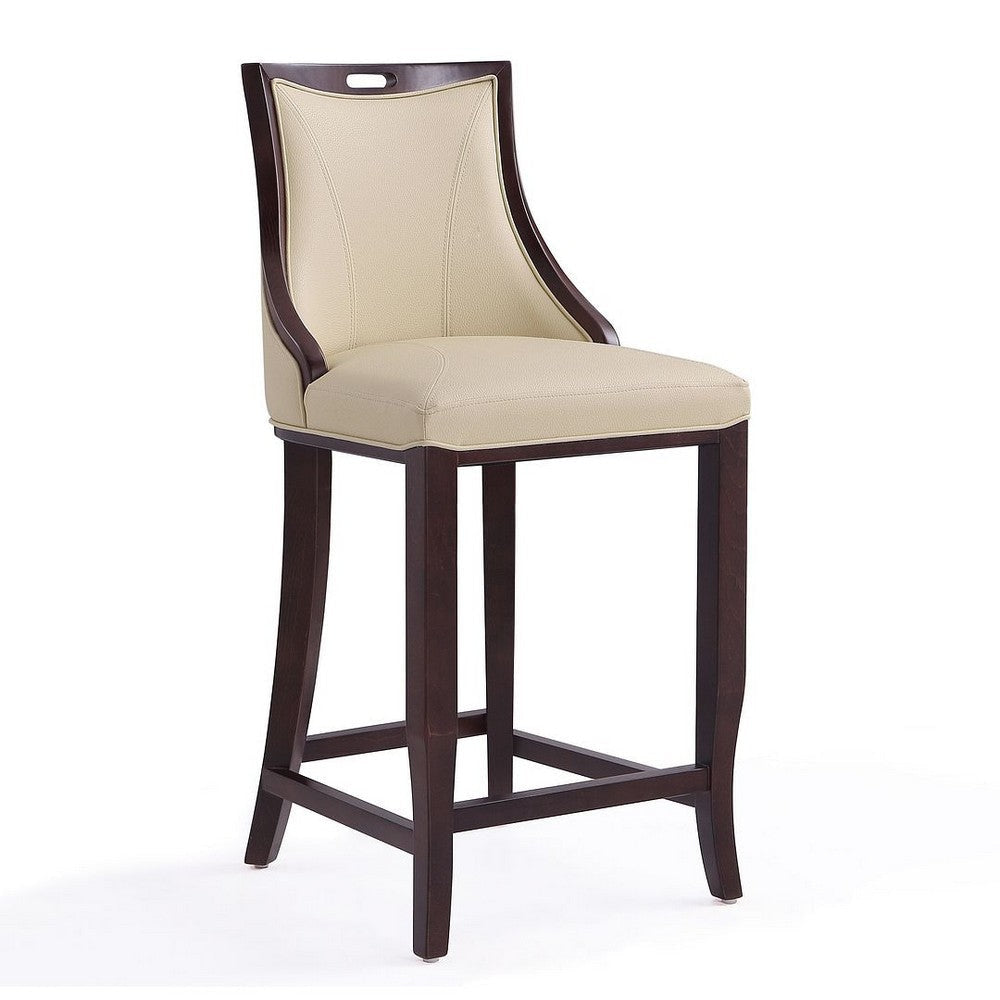 Emperor 41 in. Cream and Walnut Beech Wood Bar Stool (Set of 3) MHC-3-BS008-CR