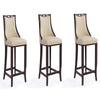 Emperor 41 in. Cream and Walnut Beech Wood Bar Stool (Set of 3)
