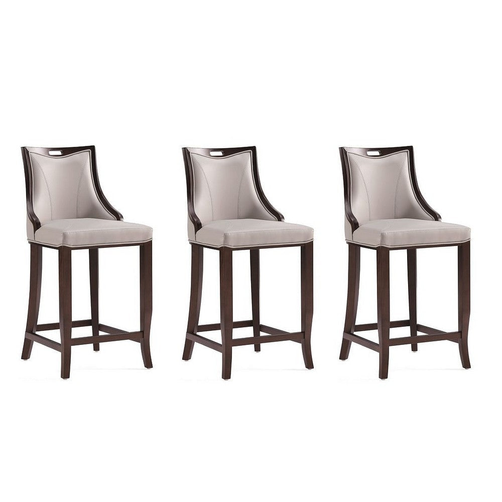 Emperor Faux Leather Barstool in Light Grey (Set of 3)