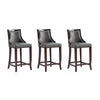 Emperor Faux Leather Barstool in Pebble Grey (Set of 3)