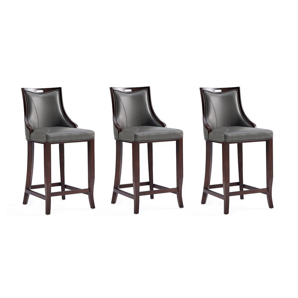 Emperor Faux Leather Barstool in Pebble Grey (Set of 3)