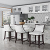 Emperor 41 in. Pearl White and Walnut Beech Wood Bar Stool (Set of 3)