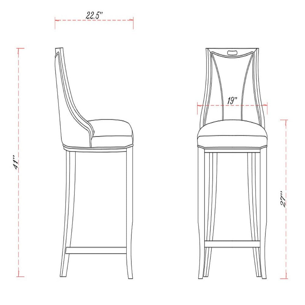 Emperor 41 in. Pearl White and Walnut Beech Wood Bar Stool (Set of 3) MHC-3-BS008-PW