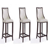 Emperor 41 in. Pearl White and Walnut Beech Wood Bar Stool (Set of 3)
