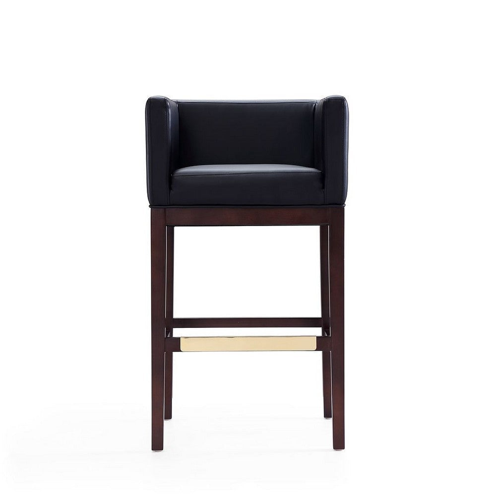 Kingsley 38 in. Black and Dark Walnut Beech Wood Barstool (Set of 3) MHC-3-BS012-BK
