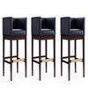 Kingsley 38 in. Black and Dark Walnut Beech Wood Barstool (Set of 3)