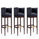 Kingsley 38 in. Black and Dark Walnut Beech Wood Barstool (Set of 3)