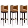 Kingsley 38 in. Camel and Dark Walnut Beech Wood Barstool (Set of 3)