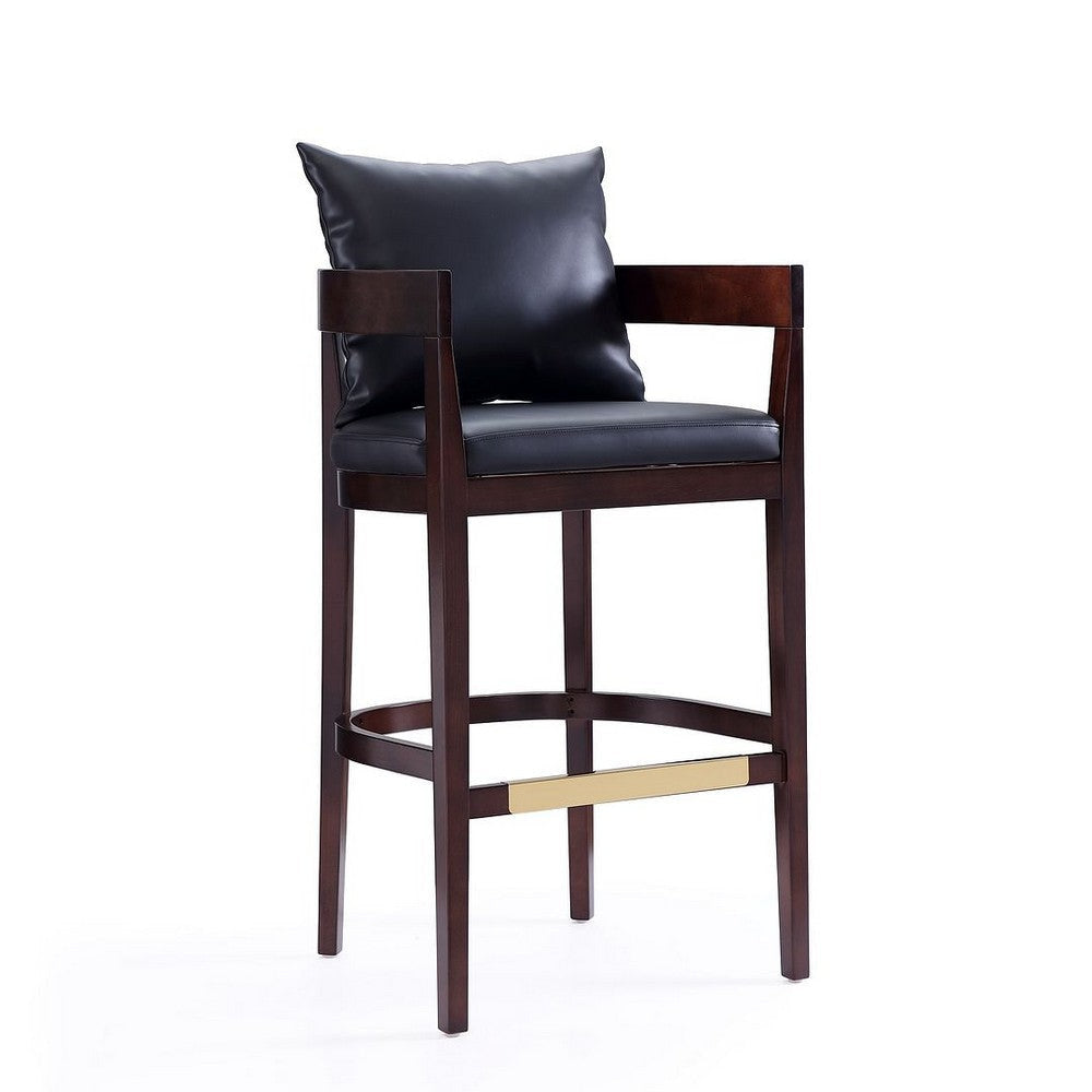 Ritz 38 in. Black and Dark Walnut Beech Wood Barstool (Set of 3) MHC-3-BS013-BK