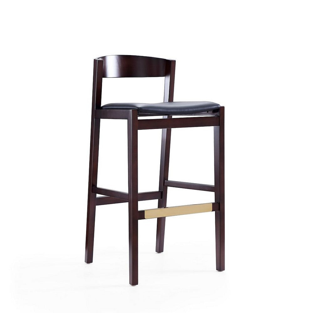 Klismos 40.75 in. Black and Dark Walnut Beech Wood Barstool (Set of 3) MHC-3-BS014-BK