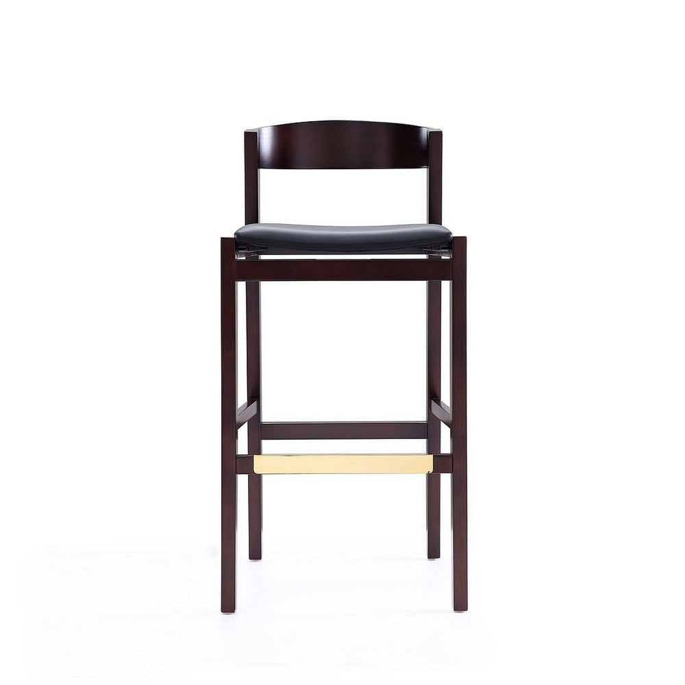 Klismos 40.75 in. Black and Dark Walnut Beech Wood Barstool (Set of 3) MHC-3-BS014-BK