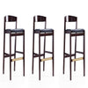 Klismos 40.75 in. Black and Dark Walnut Beech Wood Barstool (Set of 3)