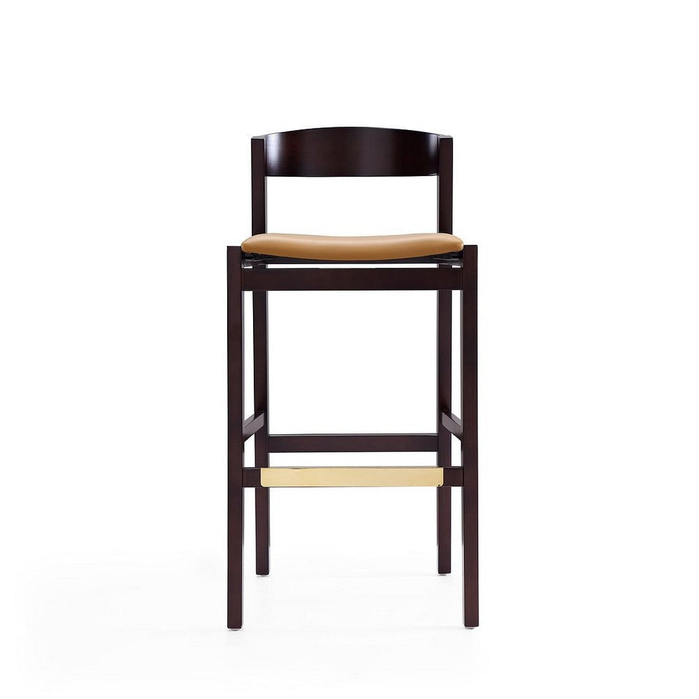 Klismos 40.75 in. Camel and Dark Walnut Beech Wood Barstool (Set of 3) MHC-3-BS014-CL