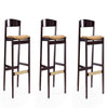 Klismos 40.75 in. Camel and Dark Walnut Beech Wood Barstool (Set of 3)