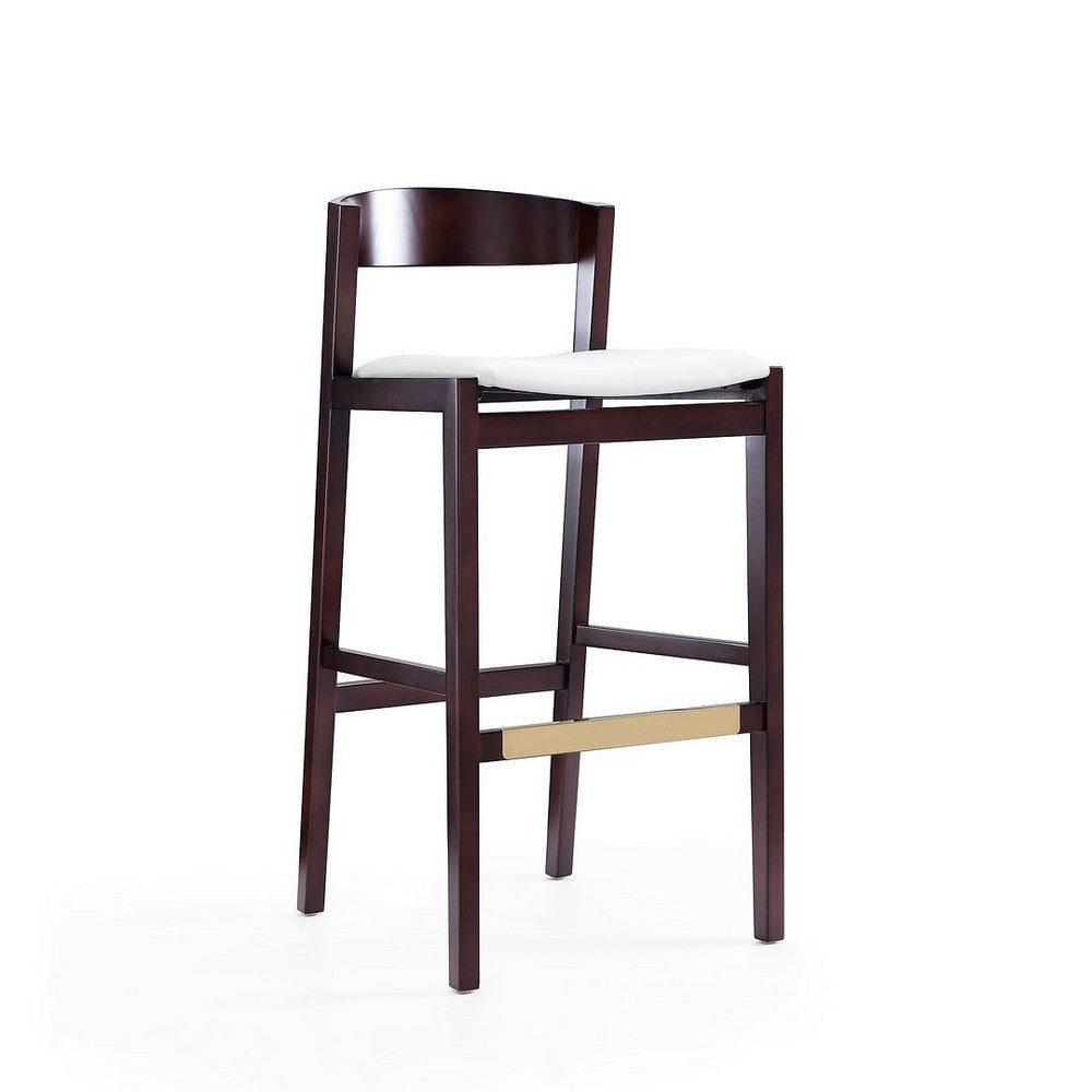 Klismos 40.75 in. Ivory and Dark Walnut Beech Wood Barstool (Set of 3) MHC-3-BS014-IV