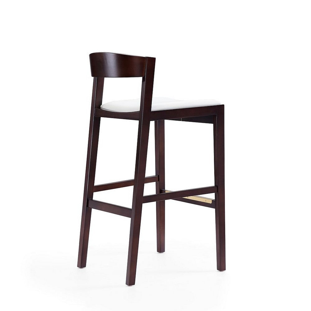 Klismos 40.75 in. Ivory and Dark Walnut Beech Wood Barstool (Set of 3) MHC-3-BS014-IV