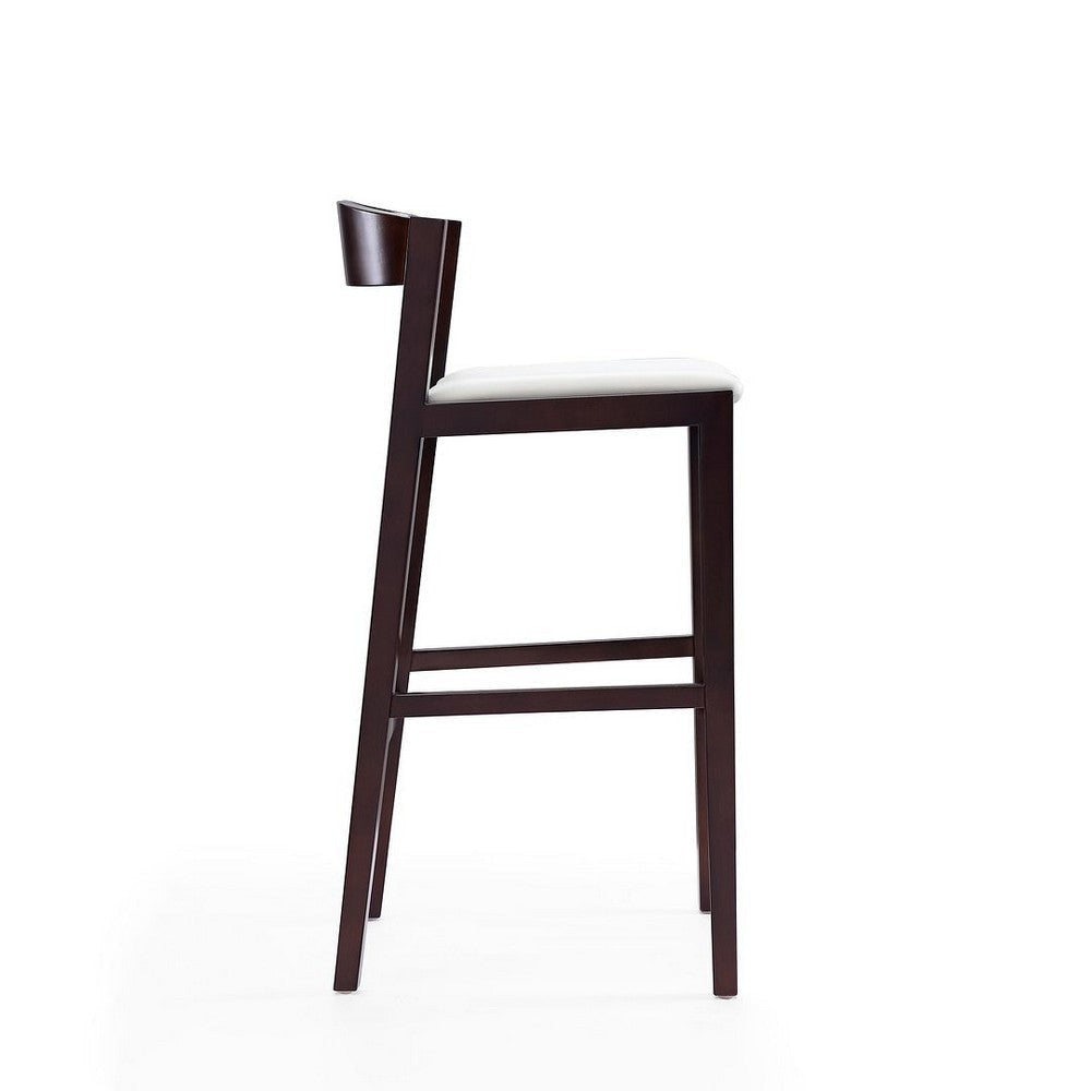 Klismos 40.75 in. Ivory and Dark Walnut Beech Wood Barstool (Set of 3) MHC-3-BS014-IV
