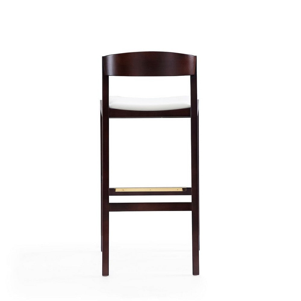 Klismos 40.75 in. Ivory and Dark Walnut Beech Wood Barstool (Set of 3) MHC-3-BS014-IV