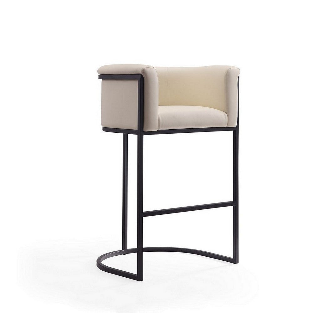 Cosmopolitan 37.8 in. Cream and Black Metal Barstool (Set of 3) MHC-3-BS015-CR