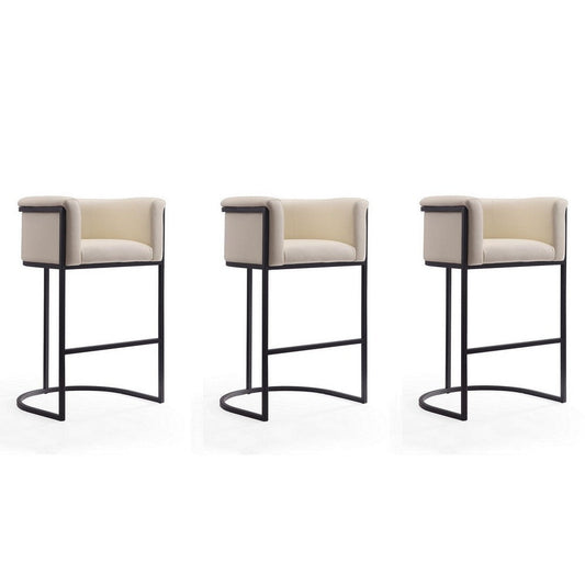 Cosmopolitan 37.8 in. Cream and Black Metal Barstool (Set of 3)