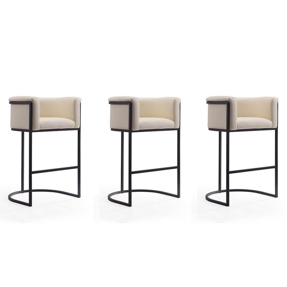 Cosmopolitan 37.8 in. Cream and Black Metal Barstool (Set of 3)