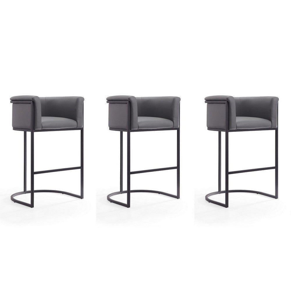 Cosmopolitan 37.8 in. Grey and Black Metal Barstool (Set of 3)