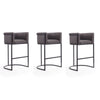 Cosmopolitan 37.8 in. Pebble and Black Metal Barstool (Set of 3)