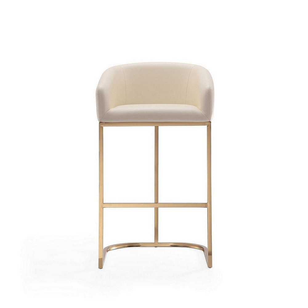 Louvre 40 in. Cream and Titanium Gold Stainless Steel Barstool (Set of 3) MHC-3-BS016-CR