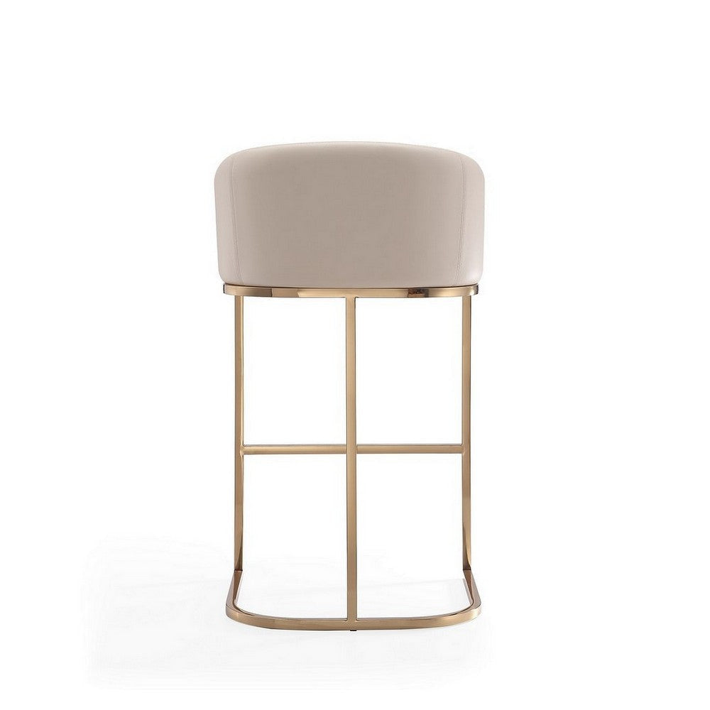 Louvre 40 in. Cream and Titanium Gold Stainless Steel Barstool (Set of 3) MHC-3-BS016-CR