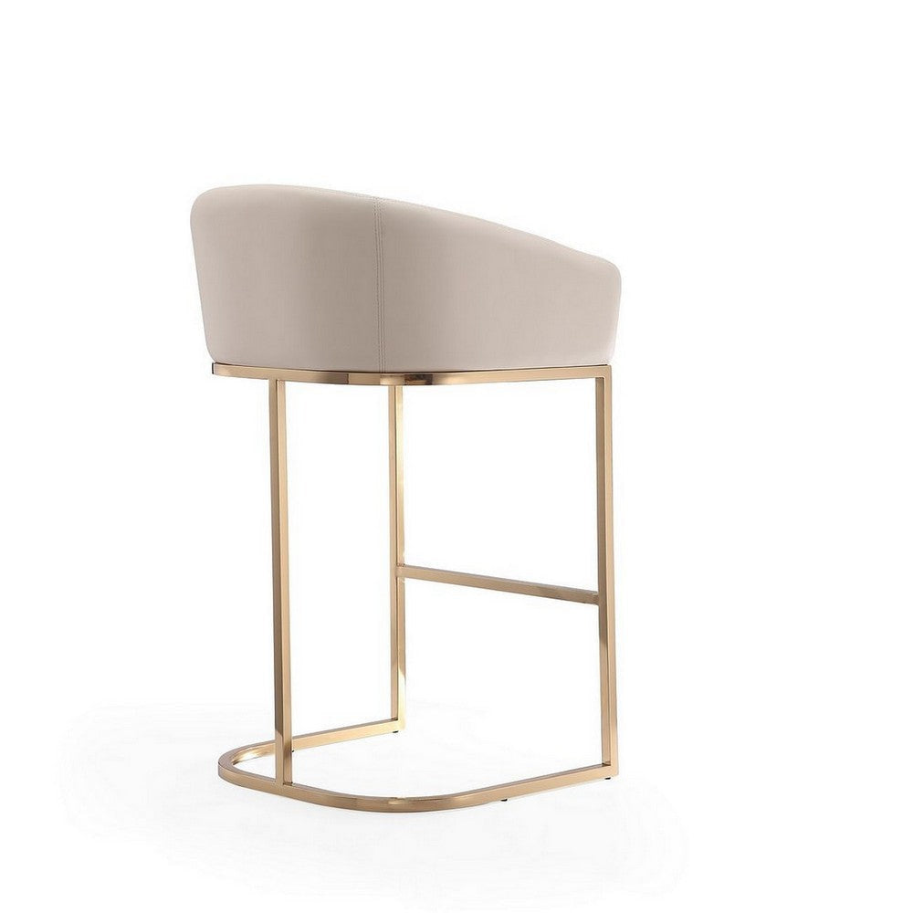 Louvre 40 in. Cream and Titanium Gold Stainless Steel Barstool (Set of 3) MHC-3-BS016-CR
