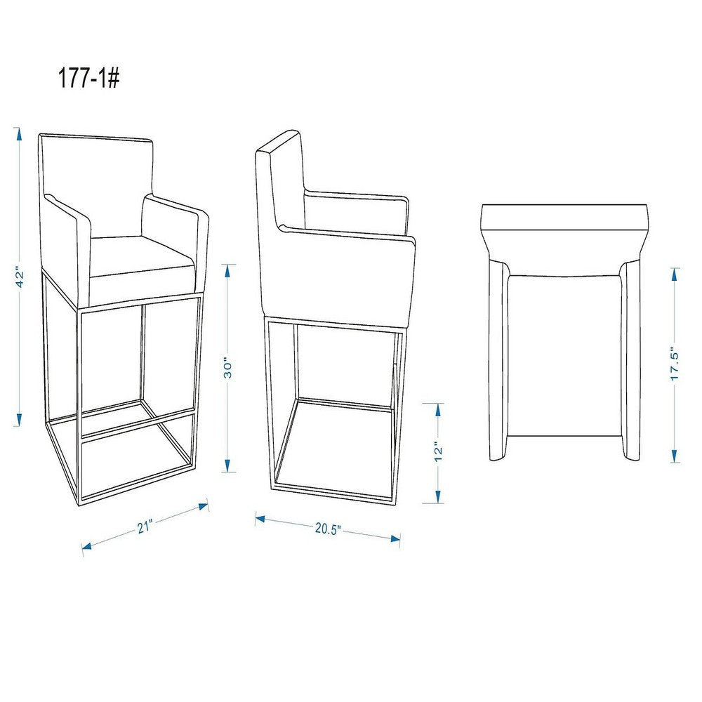 Ambassador 42 in. Grey and Black Metal Barstool (Set of 3) MHC-3-BS017-GY