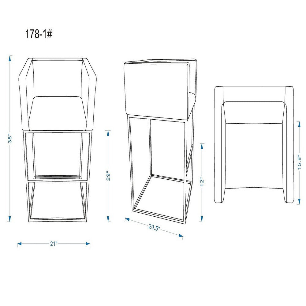 Embassy 38 in. Cream and Black Metal Barstool (Set of 3) MHC-3-BS018-CR