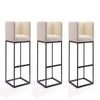 Embassy 38 in. Cream and Black Metal Barstool (Set of 3)