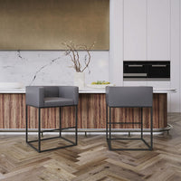 Embassy 38 in. Grey and Black Metal Barstool (Set of 3)
